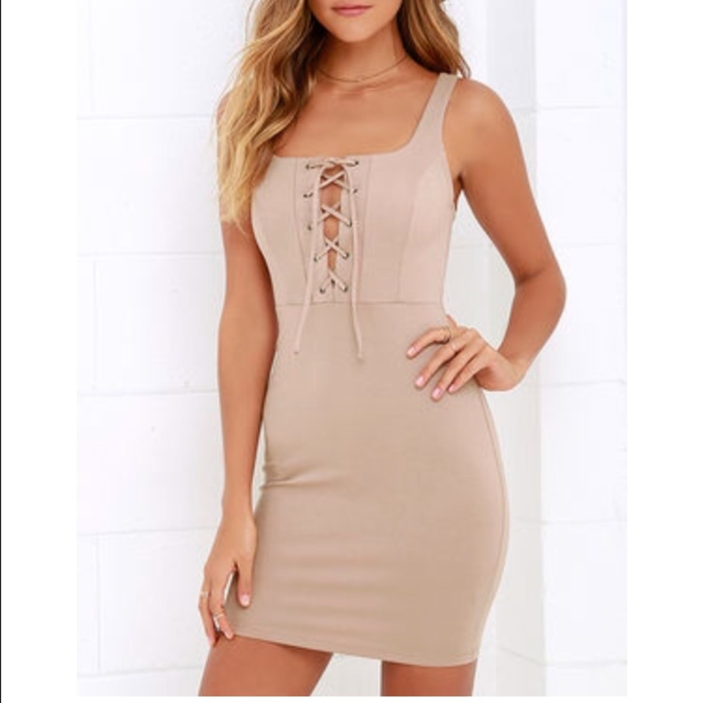 Lulu's nude tie up dress